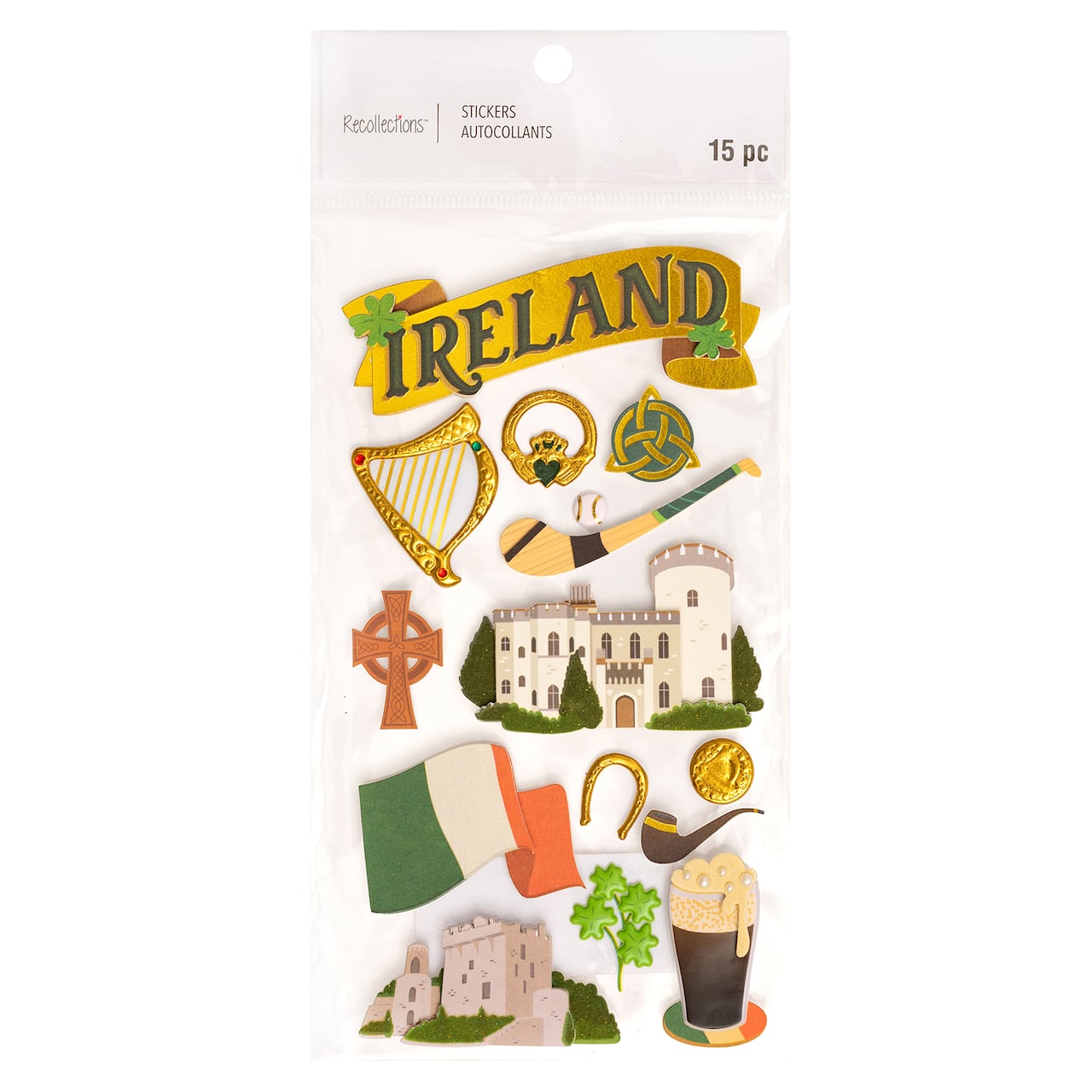 12 Pack: Ireland Dimensional Stickers by Recollections™